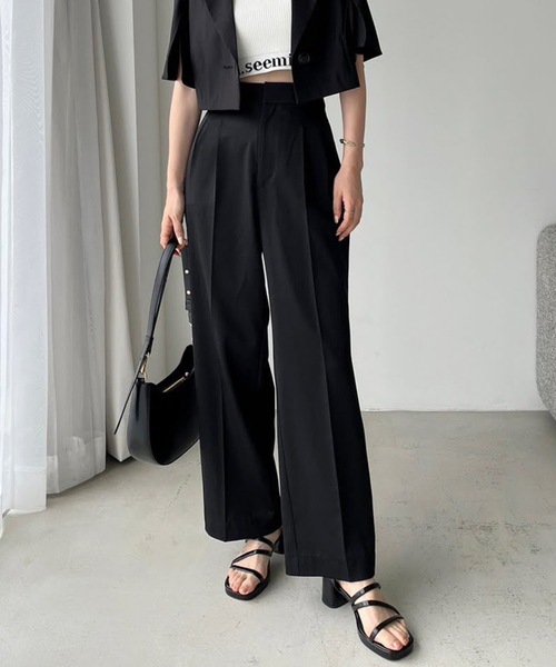 one after another NICE CLAUP(ワンアフターアナザーナイスクラップ)の「サイズあり/バックリボンカラフルスラックスパンツ(スラックス・レディース・杢グレー/ブラック/ライトピンク/ピンク/イエロー・SMALL/MEDIUM)」の2枚目の写真