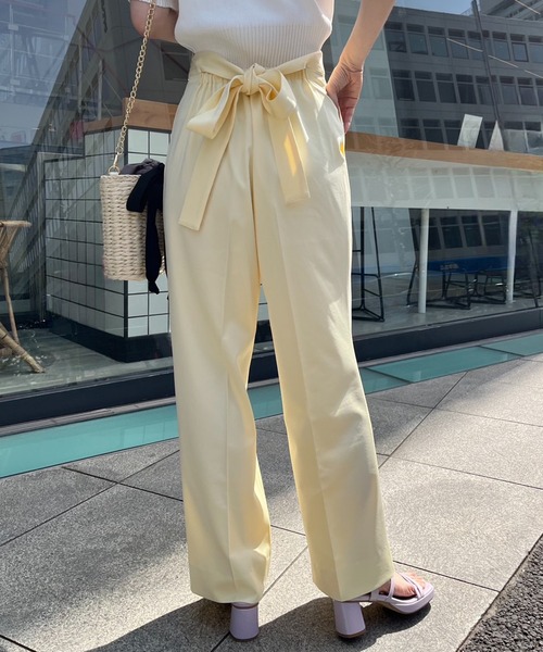 one after another NICE CLAUP(ワンアフターアナザーナイスクラップ)の「サイズあり/バックリボンカラフルスラックスパンツ(スラックス・レディース・杢グレー/ブラック/ライトピンク/ピンク/イエロー・SMALL/MEDIUM)」の7枚目の写真