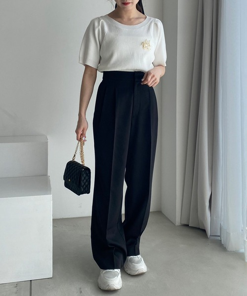 one after another NICE CLAUP(ワンアフターアナザーナイスクラップ)の「サイズあり/バックリボンカラフルスラックスパンツ(スラックス・レディース・杢グレー/ブラック/ライトピンク/ピンク/イエロー・SMALL/MEDIUM)」の8枚目の写真