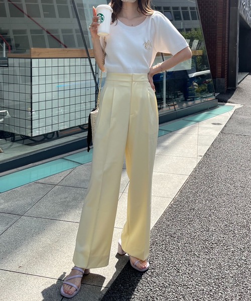 one after another NICE CLAUP(ワンアフターアナザーナイスクラップ)の「サイズあり/バックリボンカラフルスラックスパンツ(スラックス・レディース・杢グレー/ブラック/ライトピンク/ピンク/イエロー・SMALL/MEDIUM)」の13枚目の写真