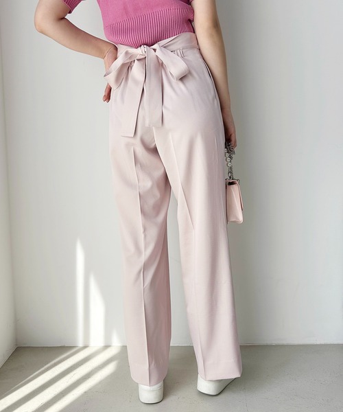 one after another NICE CLAUP(ワンアフターアナザーナイスクラップ)の「サイズあり/バックリボンカラフルスラックスパンツ(スラックス・レディース・杢グレー/ブラック/ライトピンク/ピンク/イエロー・SMALL/MEDIUM)」の6枚目の写真