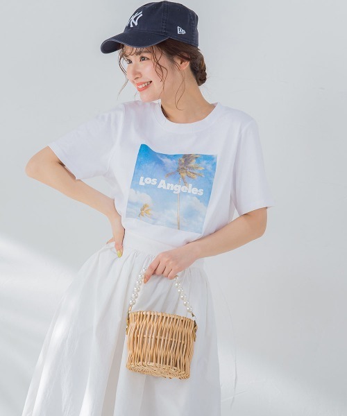 【畔勝遥さんコラボ商品】PalmtreeフォトプリントTシャツ《洗濯機で洗える》