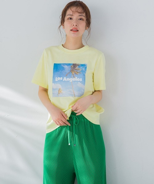 【畔勝遥さんコラボ商品】PalmtreeフォトプリントTシャツ《洗濯機で洗える》