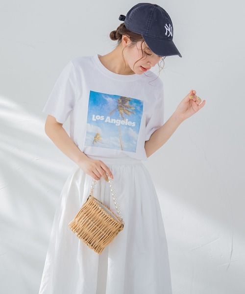 【畔勝遥さんコラボ商品】PalmtreeフォトプリントTシャツ《洗濯機で洗える》