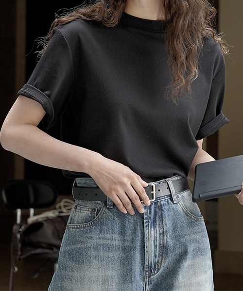 chuclla(チュクラ)の「コットン ルーズ クレリックTシャツ chw23s071(Tシャツ/カットソー・レディース・ブラック/ホワイト・M/S)」の12枚目の写真