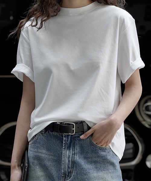 chuclla(チュクラ)の「コットン ルーズ クレリックTシャツ chw23s071(Tシャツ/カットソー・レディース・ブラック/ホワイト・M/S)」の17枚目の写真