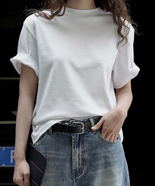 chuclla(チュクラ)の「コットン ルーズ クレリックTシャツ chw23s071(Tシャツ/カットソー・レディース・ブラック/ホワイト・M/S)」の11枚目の写真