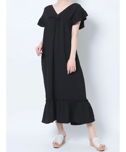 merry jenny（メリージェニー）の「flower ribbonギャザーワンピース（ワンピース・レディース・オフホワイト/ブラック/ミント・FREE）」の2枚目の写真