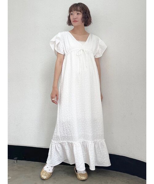 merry jenny（メリージェニー）の「flower ribbonギャザーワンピース（ワンピース・レディース・オフホワイト/ブラック/ミント・FREE）」の9枚目の写真