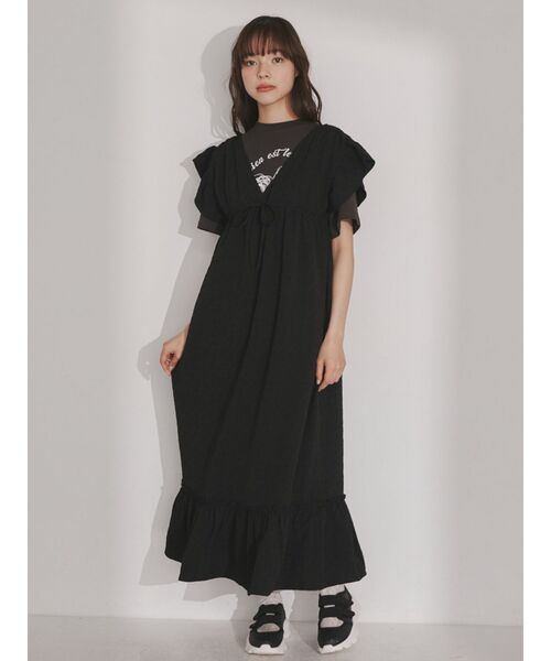 merry jenny（メリージェニー）の「flower ribbonギャザーワンピース（ワンピース・レディース・オフホワイト/ブラック/ミント・FREE）」の15枚目の写真