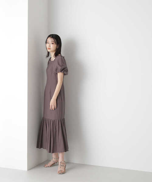 NATURAL BEAUTY BASIC（ナチュラルビューティーベーシック）の「◇バックシャンティアードワンピース（ワンピース・レディース・ピンク/チャコールグレー・SMALL/MEDIUM）」の4枚目の写真