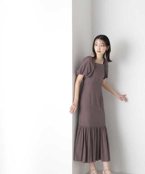 NATURAL BEAUTY BASIC（ナチュラルビューティーベーシック）の「◇バックシャンティアードワンピース（ワンピース・レディース・ピンク/チャコールグレー・SMALL/MEDIUM）」の5枚目の写真