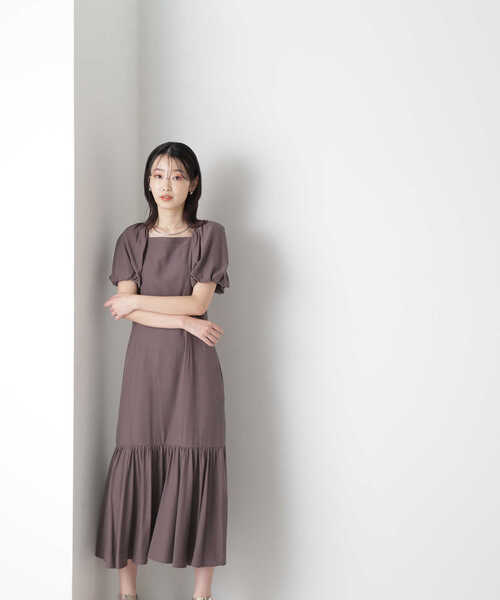 NATURAL BEAUTY BASIC（ナチュラルビューティーベーシック）の「◇バックシャンティアードワンピース（ワンピース・レディース・ピンク/チャコールグレー・SMALL/MEDIUM）」の7枚目の写真