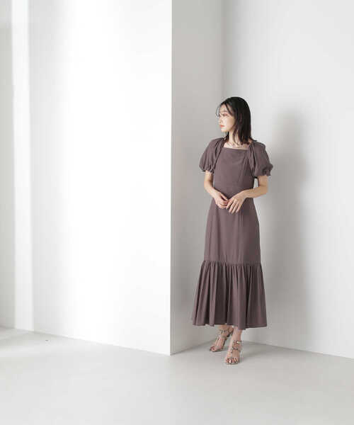 NATURAL BEAUTY BASIC（ナチュラルビューティーベーシック）の「◇バックシャンティアードワンピース（ワンピース・レディース・ピンク/チャコールグレー・SMALL/MEDIUM）」の8枚目の写真