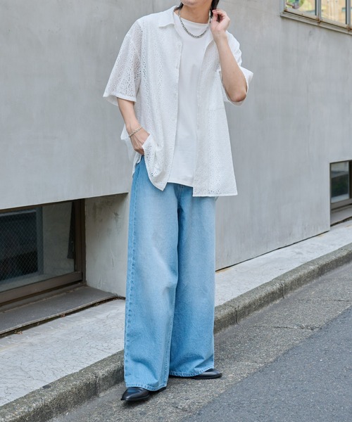 COLONY 2139(コロニートゥーワンスリーナイン)の「レース半袖シャツ(シャツ/ブラウス・メンズ・ブラック/ホワイト・MEDIUM/LARGE)」の4枚目の写真