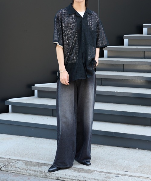 COLONY 2139(コロニートゥーワンスリーナイン)の「レース半袖シャツ(シャツ/ブラウス・メンズ・ブラック/ホワイト・MEDIUM/LARGE)」の8枚目の写真