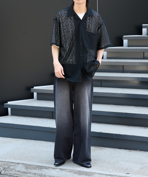 COLONY 2139(コロニートゥーワンスリーナイン)の「レース半袖シャツ(シャツ/ブラウス・メンズ・ブラック/ホワイト・MEDIUM/LARGE)」の17枚目の写真