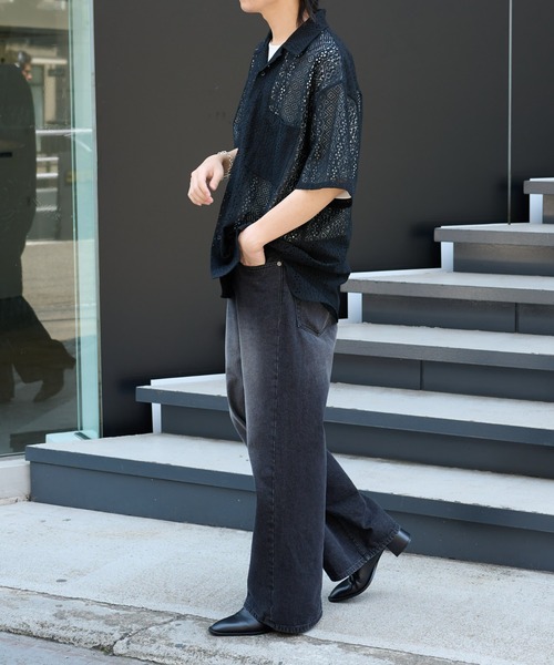 COLONY 2139(コロニートゥーワンスリーナイン)の「レース半袖シャツ(シャツ/ブラウス・メンズ・ブラック/ホワイト・MEDIUM/LARGE)」の18枚目の写真