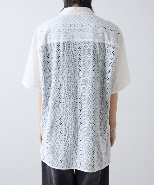 COLONY 2139(コロニートゥーワンスリーナイン)の「レース半袖シャツ(シャツ/ブラウス・メンズ・ブラック/ホワイト・MEDIUM/LARGE)」の5枚目の写真