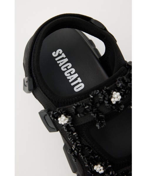 STACCATO スタッカート3Dスローレットスポーツサンダル　ブラック STACCATO（スタッカート）の「3Dフローレットスポサン（サンダル
