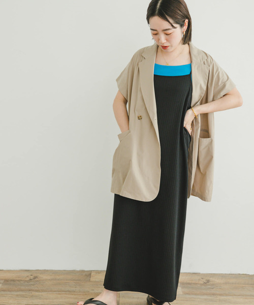 ITEMS URBANRESEARCH（アイテムズ アーバンリサーチ）の「リブキャミソールワンピース（ワンピース・レディース・ブルー/ブラック・FREE）」の4枚目の写真