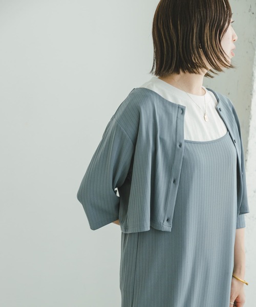 ITEMS URBANRESEARCH（アイテムズ アーバンリサーチ）の「リブキャミソールワンピース（ワンピース・レディース・ブルー/ブラック・FREE）」の7枚目の写真