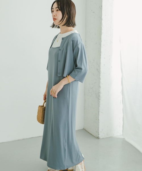 ITEMS URBANRESEARCH（アイテムズ アーバンリサーチ）の「リブキャミソールワンピース（ワンピース・レディース・ブルー/ブラック・FREE）」の11枚目の写真