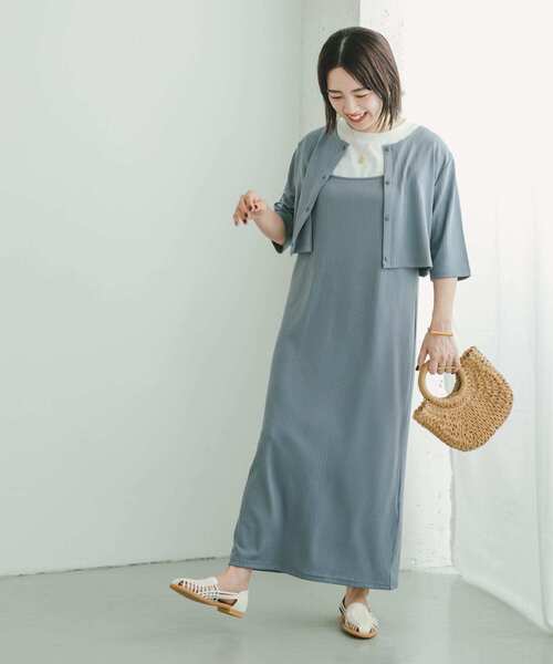 ITEMS URBANRESEARCH（アイテムズ アーバンリサーチ）の「リブキャミソールワンピース（ワンピース・レディース・ブルー/ブラック・FREE）」の12枚目の写真