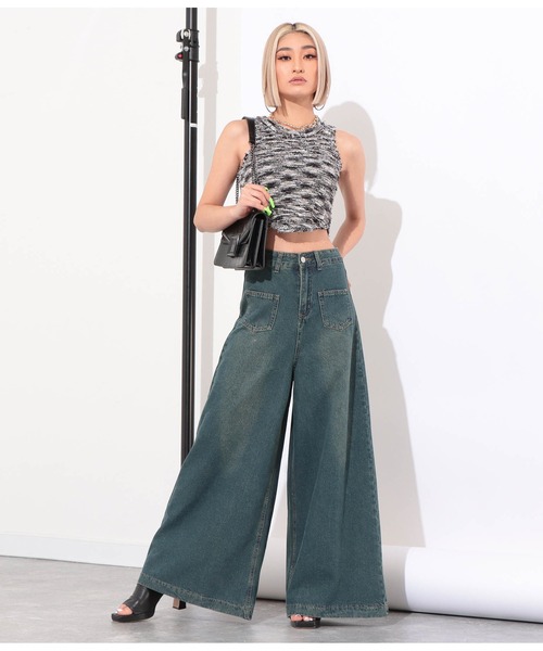 LATINA（ラティーナ）の「MIX柄パイルノースリーブトップスタンクトップ（タンクトップ・レディース・ブラック×ホワイト・FREE）」の7枚目の写真