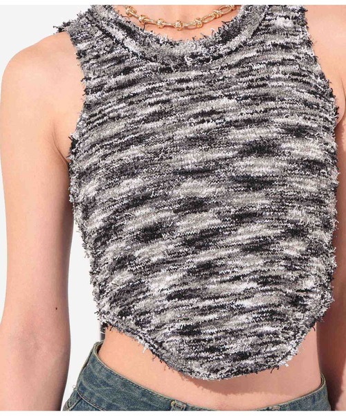 LATINA（ラティーナ）の「MIX柄パイルノースリーブトップスタンクトップ（タンクトップ・レディース・ブラック×ホワイト・FREE）」の9枚目の写真