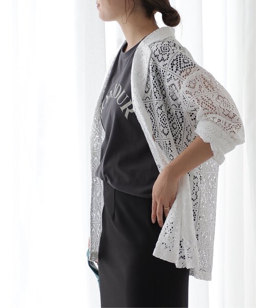 frames RAY CASSIN（フレームスレイカズン）の「レーステーラードジャケット（テーラードジャケット・レディース・キナリ/オフホワイト/ブラック・FREE）」の2枚目の写真