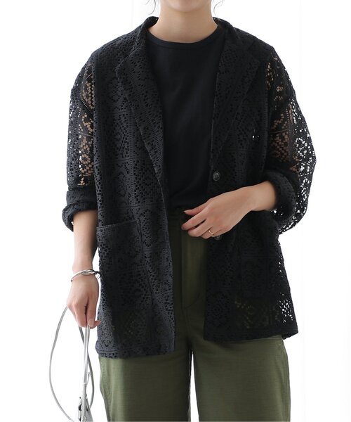 frames RAY CASSIN（フレームスレイカズン）の「レーステーラードジャケット（テーラードジャケット・レディース・キナリ/オフホワイト/ブラック・FREE）」の4枚目の写真