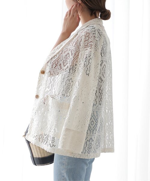 frames RAY CASSIN（フレームスレイカズン）の「レーステーラードジャケット（テーラードジャケット・レディース・キナリ/オフホワイト/ブラック・FREE）」の13枚目の写真