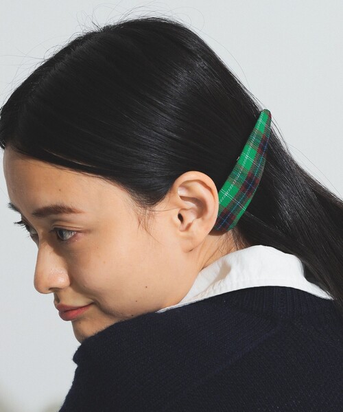 BEAMS BOY（ビームスボーイ）の「BEAMS BOY / チェック柄 スリーピン（ヘアピン・レディース・オレンジ/グリーン/ブルー/レッド・ONE SIZE）」の2枚目の写真
