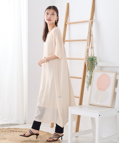 シアードルマンレイヤード半袖Tシャツワンピース