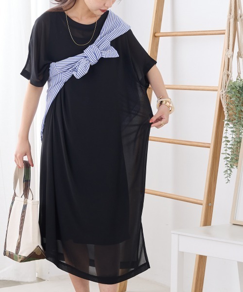 シアードルマンレイヤード半袖Tシャツワンピース