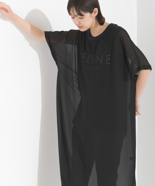 OMNES(オムネス)の「シアードルマンレイヤード半袖Tシャツワンピース(ワンピース・レディース・ライトグレー/ブラック/ホワイト系その他/グリーン系その他・FREE)」の10枚目の写真