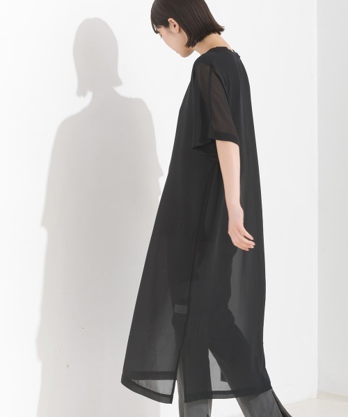 OMNES(オムネス)の「シアードルマンレイヤード半袖Tシャツワンピース(ワンピース・レディース・ライトグレー/ブラック/ホワイト系その他/グリーン系その他・FREE)」の11枚目の写真