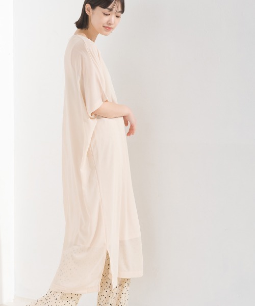 OMNES(オムネス)の「シアードルマンレイヤード半袖Tシャツワンピース(ワンピース・レディース・ライトグレー/ブラック/ホワイト系その他/グリーン系その他・FREE)」の8枚目の写真