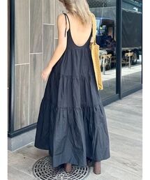 EVRIS | 【パッド付】肩リボン調整バックオープンティアードキャミワンピース(ワンピース)