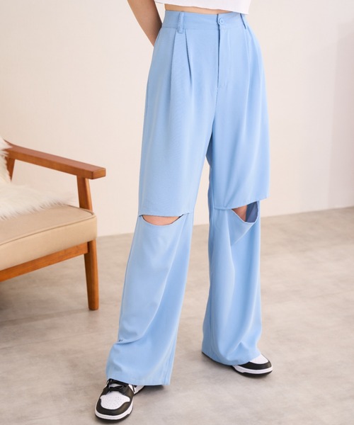 Ada.(エイダ)の「カッティングデザインストレートスラックス(スラックス・レディース・ブラック/ブルー/グレー・L/M)」の13枚目の写真