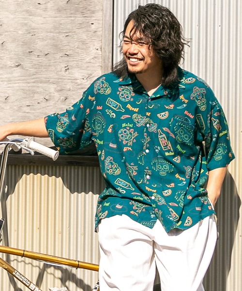 チャイハネ（チャイハネ）の「【チャイハネ】ネオベラMEN'Sシャツ（シャツ/ブラウス・メンズ・イエロー/ブラック/ターコイズブルー・FREE）」の3枚目の写真