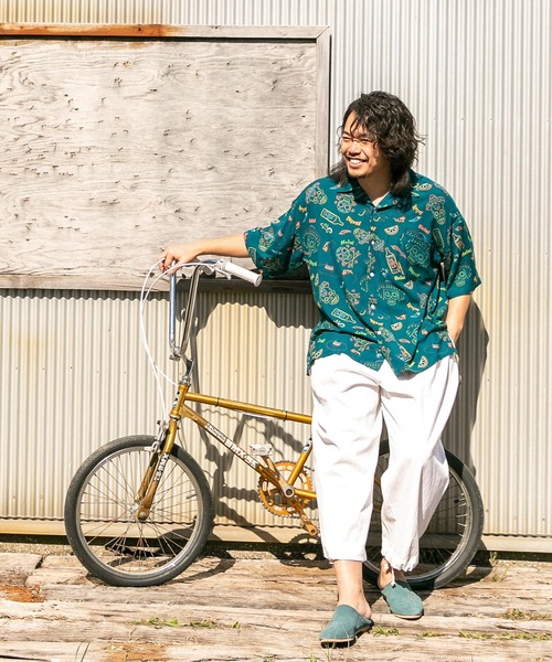 チャイハネ（チャイハネ）の「【チャイハネ】ネオベラMEN'Sシャツ（シャツ/ブラウス・メンズ・イエロー/ブラック/ターコイズブルー・FREE）」の6枚目の写真