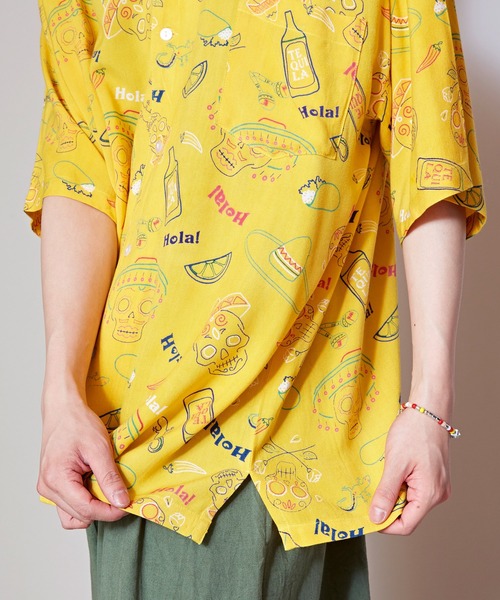 チャイハネ（チャイハネ）の「【チャイハネ】ネオベラMEN'Sシャツ（シャツ/ブラウス・メンズ・イエロー/ブラック/ターコイズブルー・FREE）」の5枚目の写真