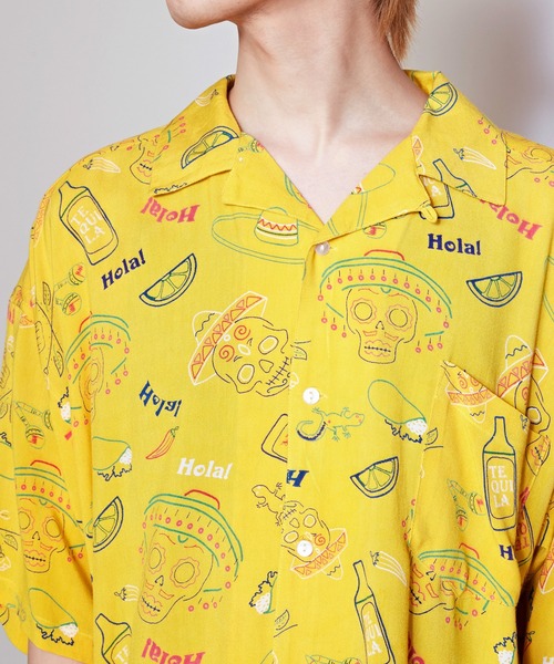 チャイハネ（チャイハネ）の「【チャイハネ】ネオベラMEN'Sシャツ（シャツ/ブラウス・メンズ・イエロー/ブラック/ターコイズブルー・FREE）」の8枚目の写真