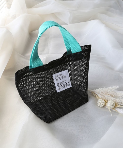 colleca la（コレカラ）の「バイカラーメッシュミニトートバッグ