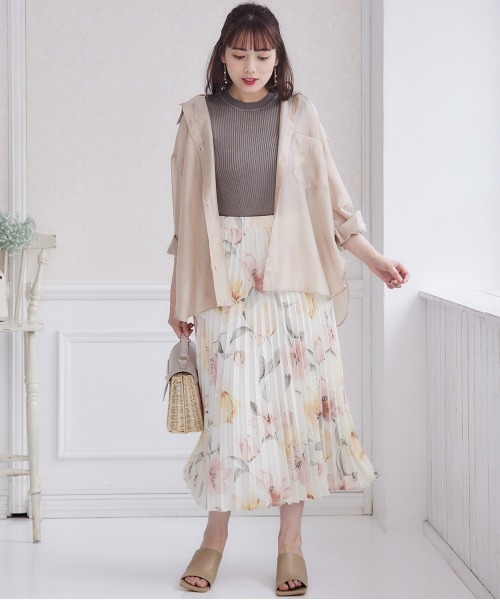 12Twelve Agenda（トゥエルブ　アジェンダ）の「ゆるシアーシャツ（シャツ/ブラウス・レディース・ピンク/オフホワイト・M）」の8枚目の写真
