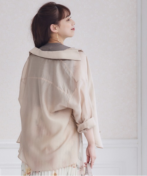 12Twelve Agenda（トゥエルブ　アジェンダ）の「ゆるシアーシャツ（シャツ/ブラウス・レディース・ピンク/オフホワイト・M）」の7枚目の写真