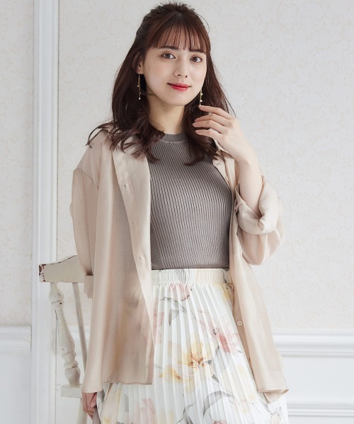 12Twelve Agenda（トゥエルブ　アジェンダ）の「ゆるシアーシャツ（シャツ/ブラウス・レディース・ピンク/オフホワイト・M）」の3枚目の写真
