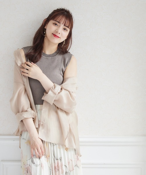 12Twelve Agenda（トゥエルブ　アジェンダ）の「ゆるシアーシャツ（シャツ/ブラウス・レディース・ピンク/オフホワイト・M）」の4枚目の写真